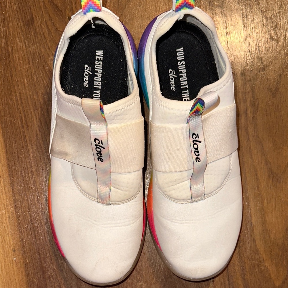 Clove limited edition White Rainbow Soul slip on nursing/medical sneakers Sz 9.5 - Picture 3 of 6